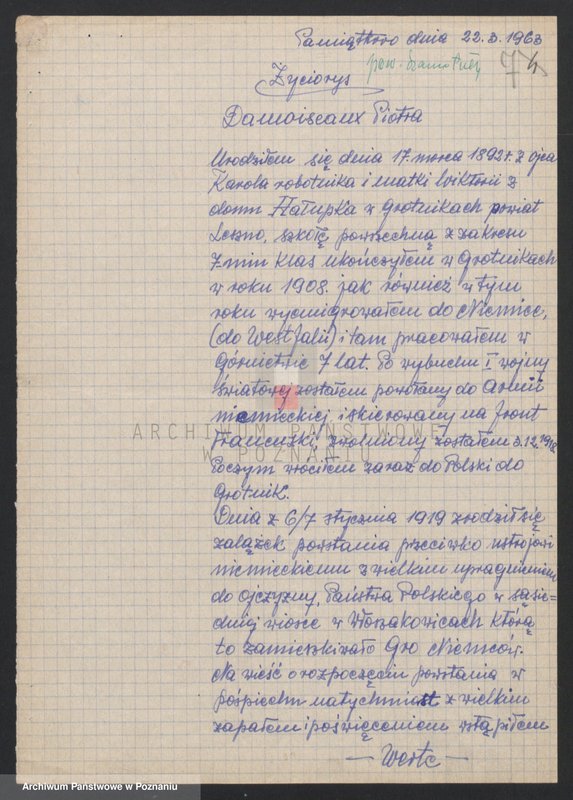 Obraz 18 z jednostki "Życiorysy powstańców wielkopolskich: D - tom l /Dajerling Feliks - Dłużak Jan/."