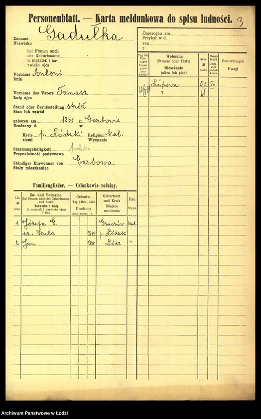 Obraz 5 z jednostki "[Spis ludności Łodzi] Gadułka - Gajewski"