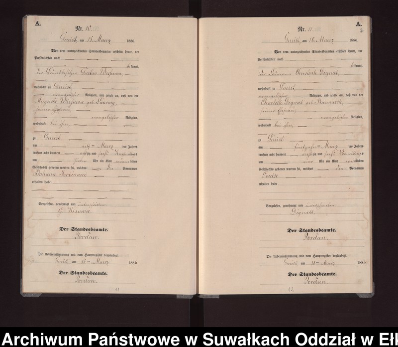 image.from.unit.number "Geburts-Neben-Register des Königlichen Preussischen Standes-Amtes Gneist Kreis Loetzen"