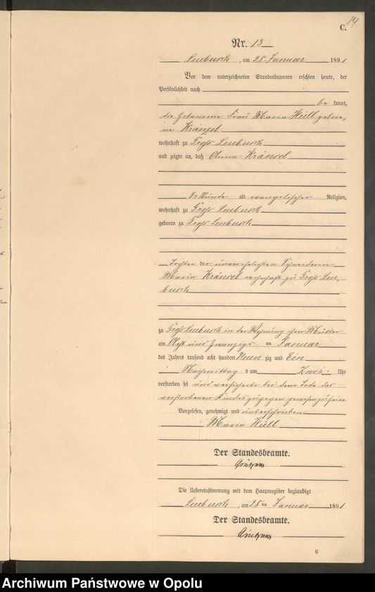 image.from.unit.number "Sterbe-Neben-Register Standes-Amt Leubusch 1891"