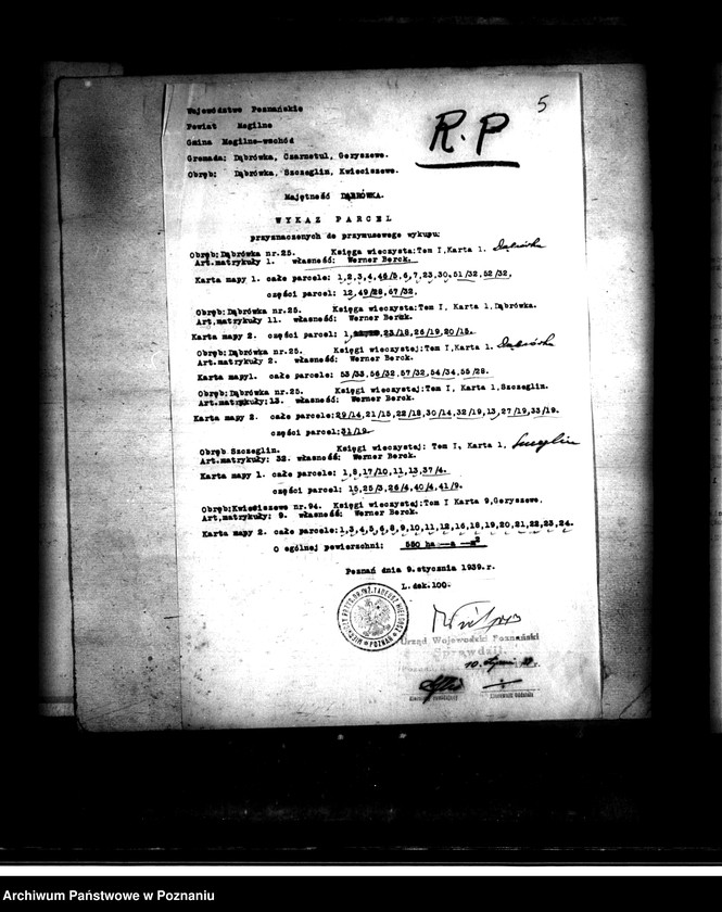 Obraz 9 z jednostki "Majątek Dąbrówka-Szczeglin powiatu mogileńskiego parcelacja"