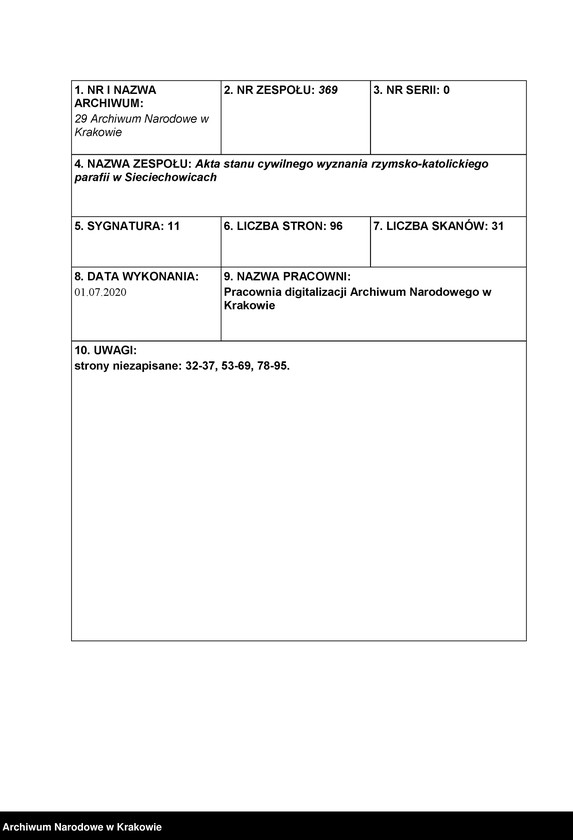 image.from.unit.number "Duplikat ksiąg religijno-cywilnych urodzonych zaślubionych i zejścia  w parafii Sieciechowice z roku 1868"