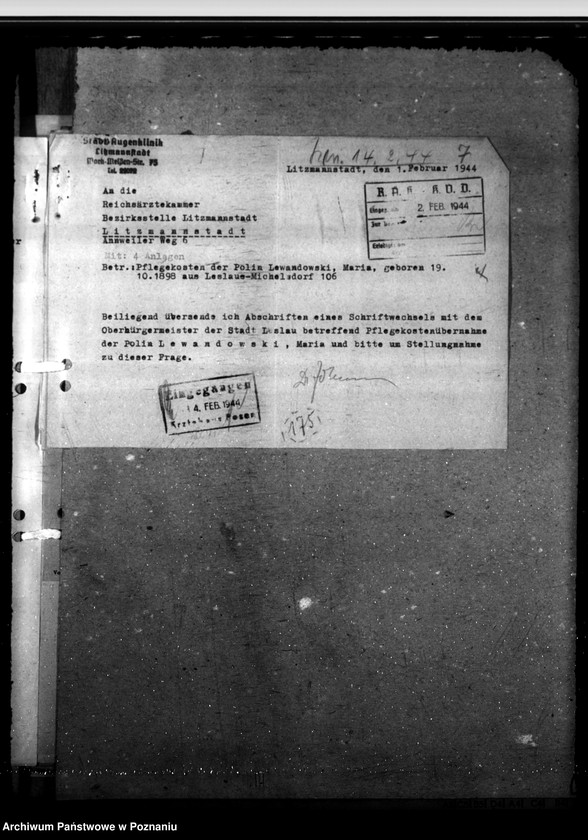 Obraz 11 z jednostki "Fürsorgekosten für auswärtige Kranke"