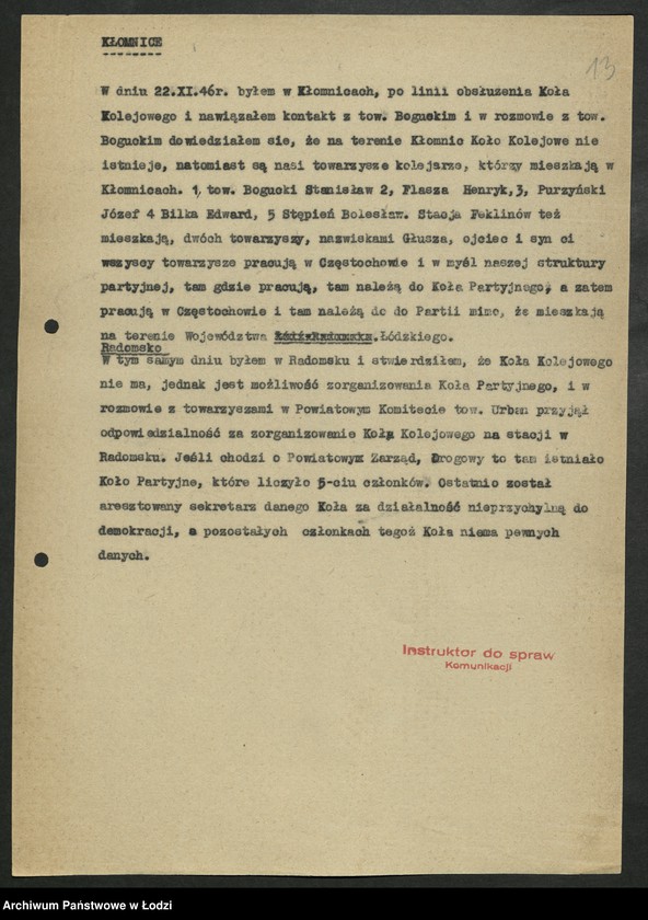 Obraz 14 z jednostki "Sprawozdania instruktorów [Wydziału] z wyjazdów w teren"