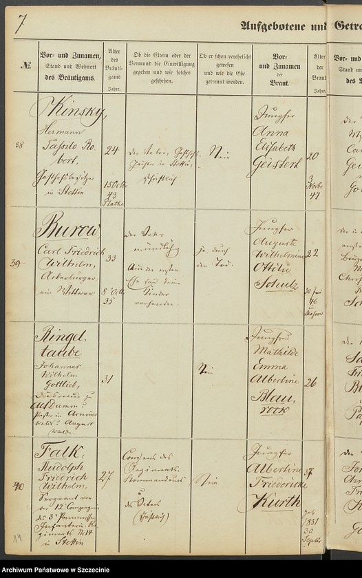 image.from.unit.number "Register der in der Stadt Gollnow Aufgebotenen und Getrauten."