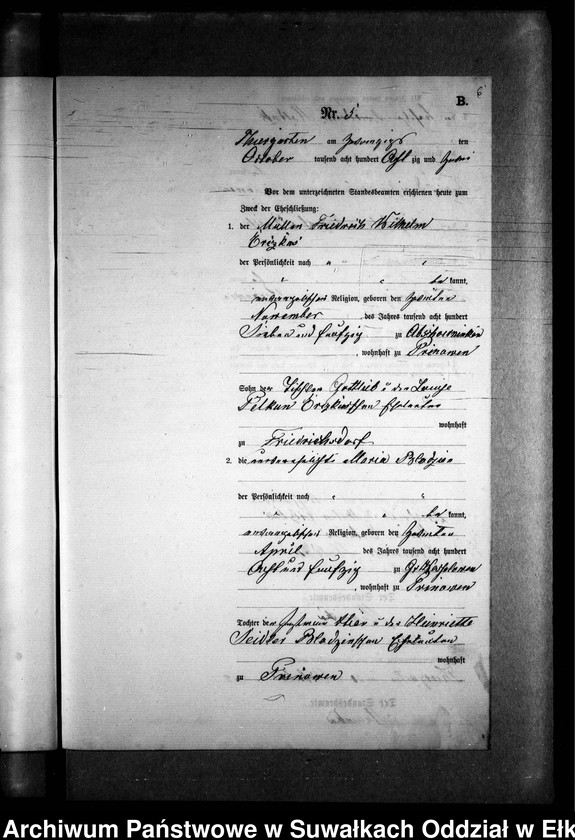 image.from.unit.number "Heiraths-Neben-Register des Preussischen Standes-Amtes Prinowen Kreis Angerburg"