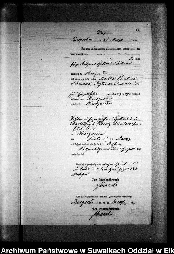 image.from.unit.number "Sterbe-Neben-Register des Preussischen Standes-Amtes Prinowen Kreis Angerburg"