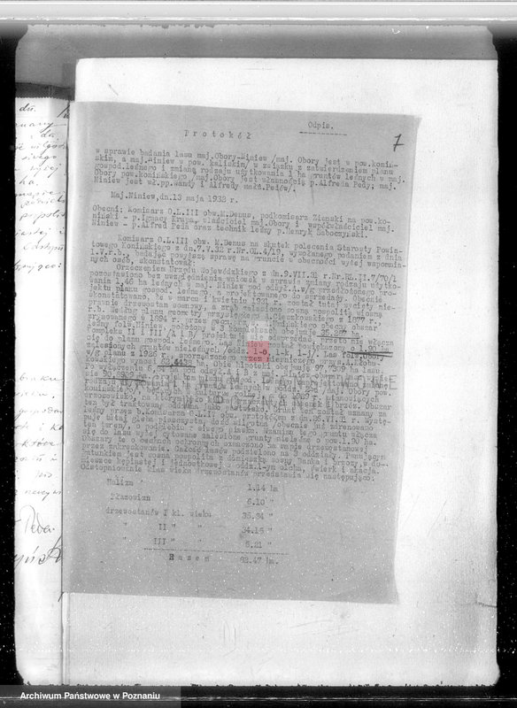 Obraz 11 z jednostki "Sprawa zmiany podziału użytkowania 1,00 ha gruntów leśnych w majątku Obory-Niniew powiaty koniński i kaliski"