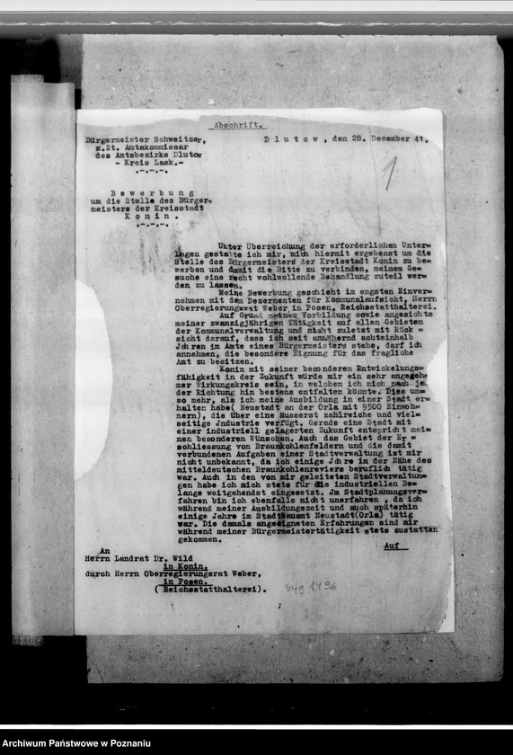 Obraz 5 z jednostki "Schweitzer, Benjamin - komisarz obwodowy w Dłutowie, powiat Łask"