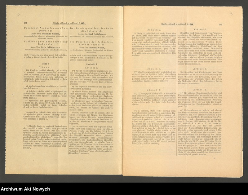 image.from.unit "Czechosłowacja: Stosunki ekonomiczne z Austrią - umowy likwidacyjne (wydawnictwo urzędowe pt. „Sbírka zákonu a nařízení státu československého” z 11 IV 1926 r.)"
