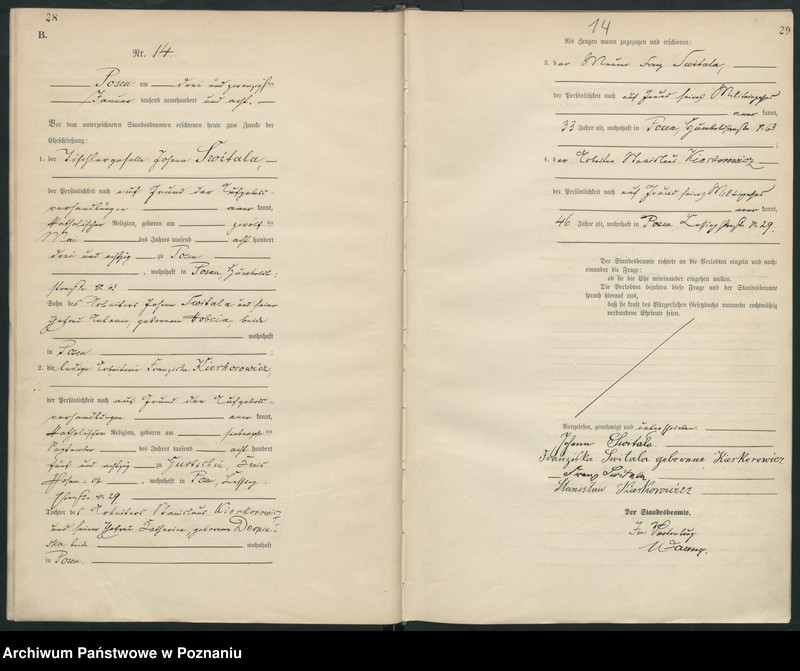 Obraz 16 z jednostki "Księga miejscowa małżeństw tom I [Rejestr główny małżeństw]"