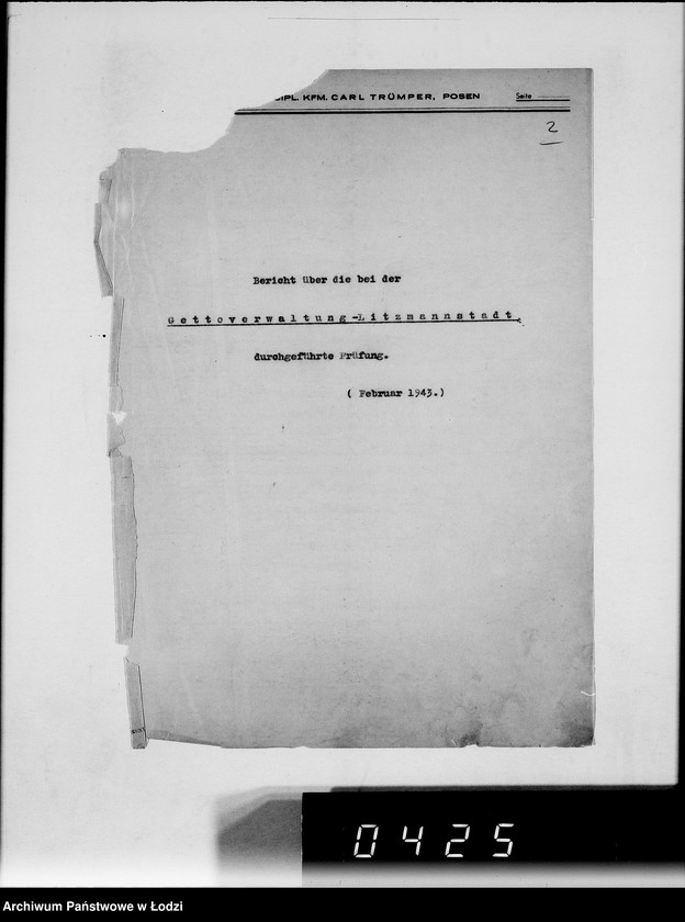 Obraz 6 z jednostki "Bericht über die Prüfung bei der Gettoverwaltung-Litzmannstadt."