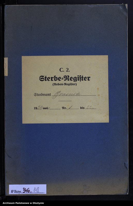 Obraz 2 z jednostki "Sterbe-Neben-Register Nr 1 - 22"