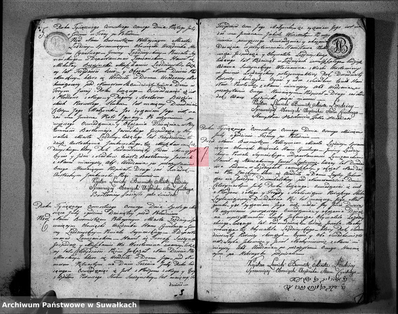Obraz 5 z jednostki "Księga Akttów Urodzenia w Gminie Łozdziejskiey Pttu Seyneńskiego w Deppartamentcie Łomżyńskim 1808 Maja 1 go dnia sporządzona"