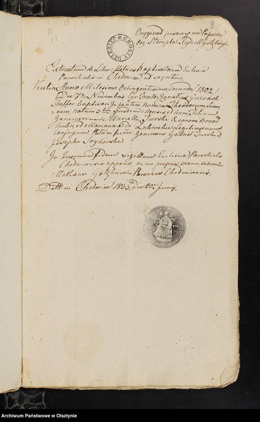 image.from.unit.number "Annexa Slubne z parafii Janowieckiey Obwodu Mławskiego z Roku 1833"