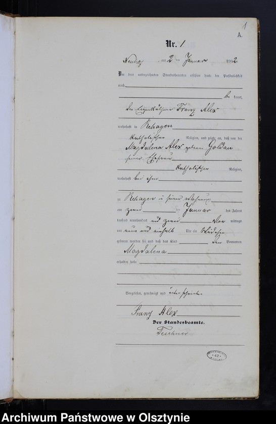 image.from.unit.number "Geburts-Haupt-Register Nr 1 - 121"