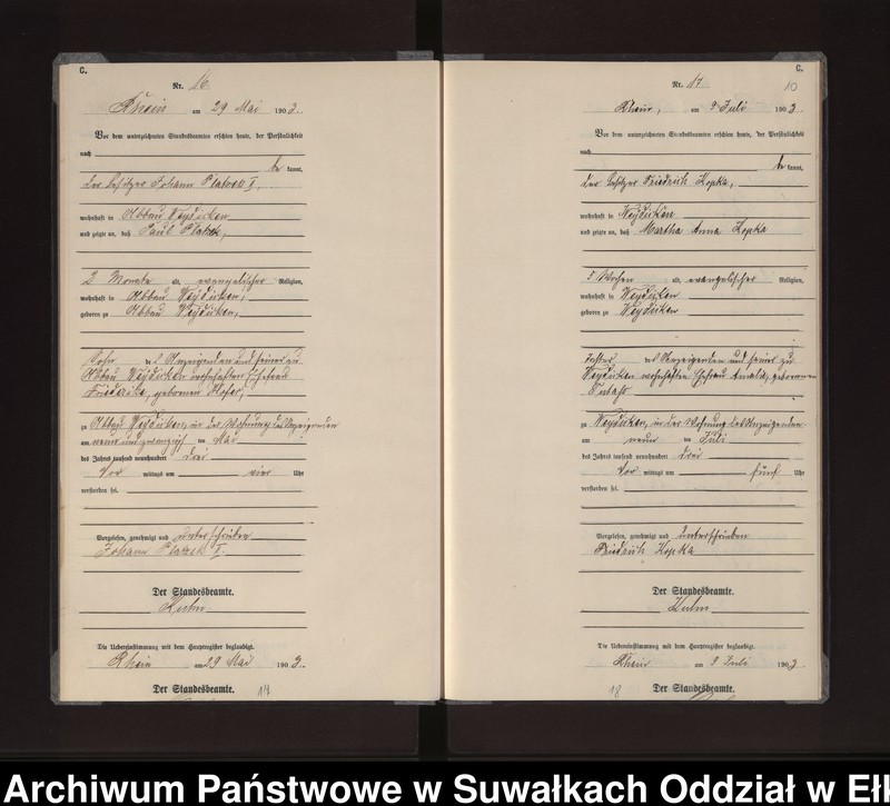 image.from.unit.number "Sterbe-Neben-Register des Königlichen Preussischen Standes-Amtes Gneist Kreis Loetzen"