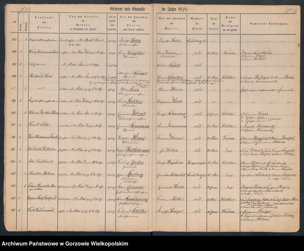 image.from.unit.number "Duplikate der Hauptkirche Landsberg an der Warthe (zawiera także Concordienkirchen-Gemeinde in Verbindung mit der reformirten und Militair-Gemeinde dotyczących zgonów w 1874 r.)"