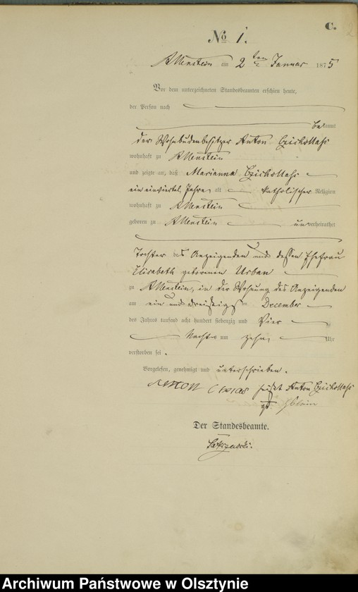 image.from.unit.number "Haupt-Sterbe-Register Nr 1 - 175"