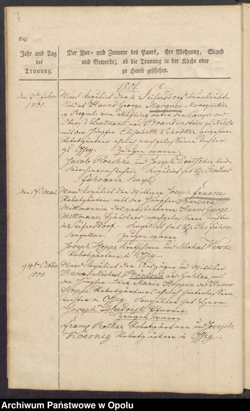 image.from.unit.number "Copulations-Buch von Osseg vom Jahre 1798 - [1873] [Kościół filialny w Osieku Grodkowskim parafii rzymskokatolickiej w Lipowej]"
