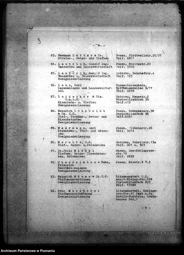 Obraz 13 z jednostki "Wirtschaftsgruppe Bauindustrie- Bezirks- gruppe Wartheland. Mitgliederverzeichnis"