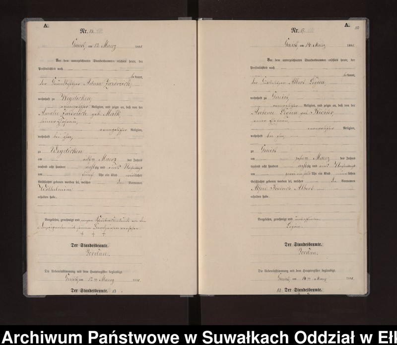 image.from.unit.number "Geburts-Neben-Register des Königlich Preussischen Standes-Amtes Gneist Kreis Loetzen"