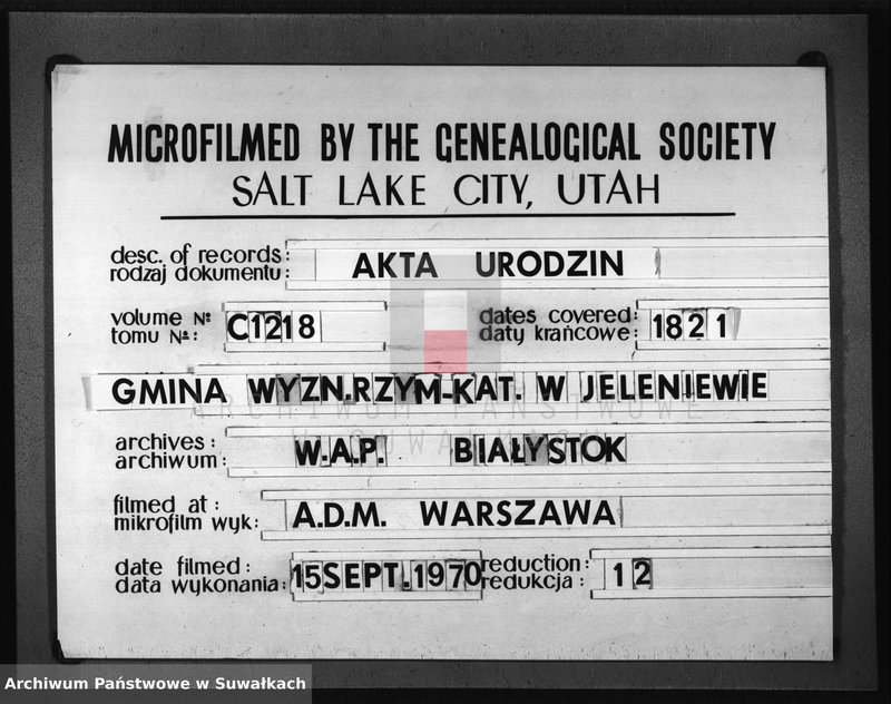 image.from.unit.number "Akta Urzędnika Stanu Cywilnego Urodzonych w Gminie Jeleniewskiey od dnia 1 Stycznia 1821 Roku do ostatniego Grudnia tegoż Roku."