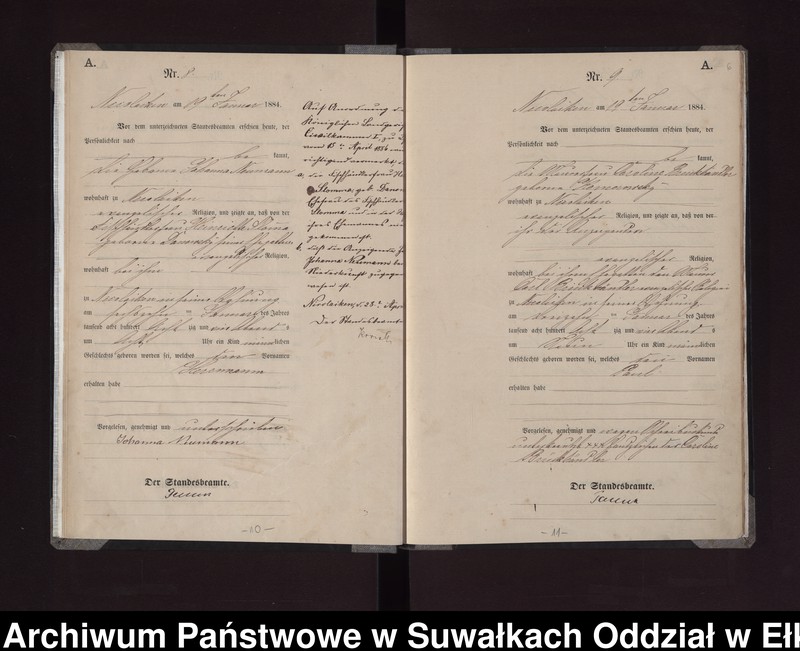 Obraz 9 z jednostki "Geburts-Haupt-Register des Königlichen Preussischen Standes-Amtes Stadt Nicolaiken Kreis Sensburg"