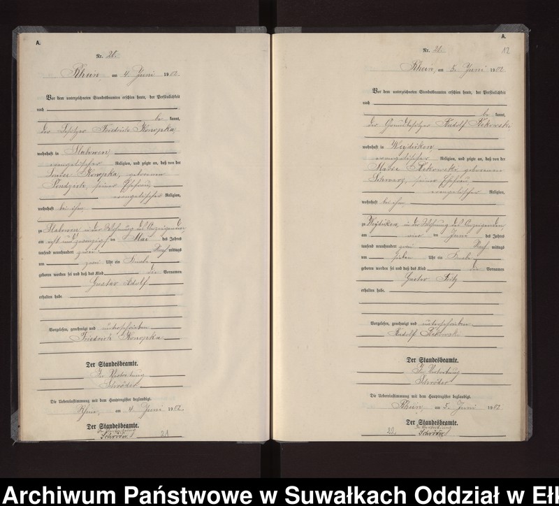 Obraz 15 z jednostki "Geburts-Neben-Register des Königlichen Preussischen Standes-Amtes Gneist Kreis Loetzen"