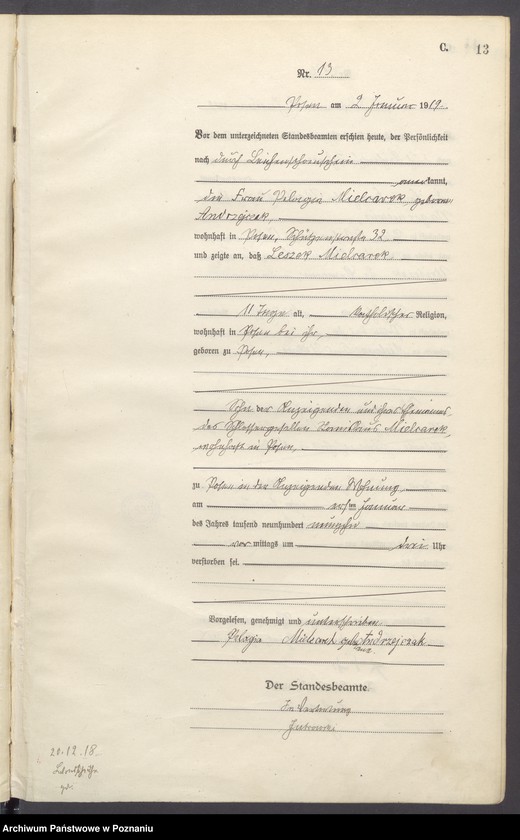 Obraz 15 z jednostki "Księga miejscowa zgonów tom I [Rejestr główny zgonów]"