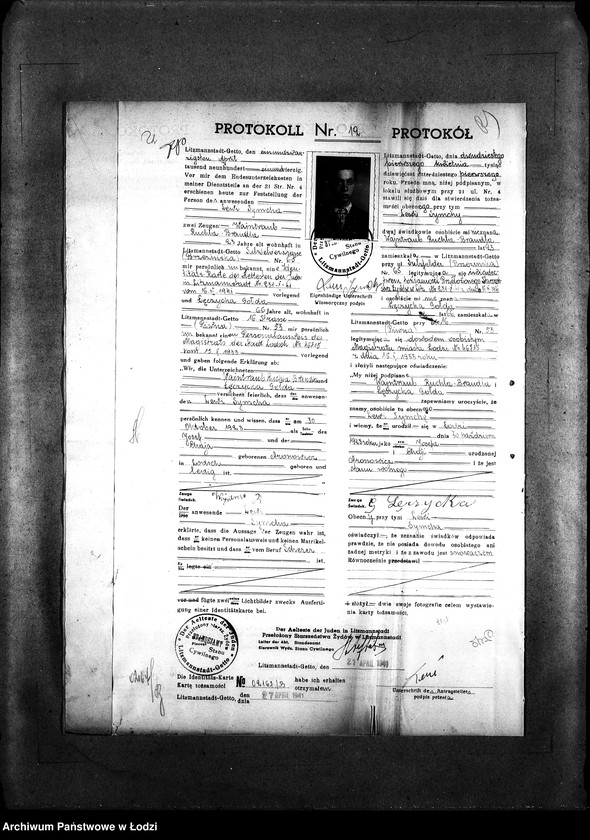 Obraz 15 z jednostki "[Protokoły stwierdzające na podstawie zeznań 2 świadków personalia i tożsamość osób ubiegających się o kartę tożsamości]"