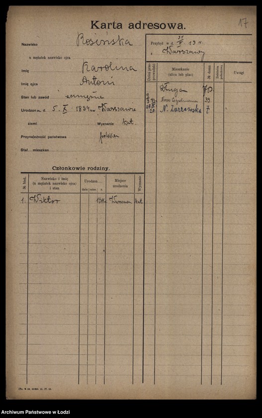 Obraz 19 z jednostki "[Spis ludności Łodzi] Rosińska-Rot"