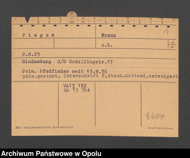 Obraz 3 z jednostki "[Piegsa Franz, ur. 02.08.1923, zam. Hindenburg]"