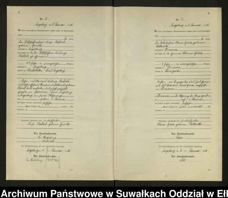 image.from.unit.number "[Sterbe - Register (Neben - Register) Standesamt Angerburg einschl. der Bezirke Gr. Strengeln, Kehlen und Prinowen]"