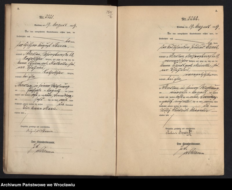 image.from.unit.number "Geburts-Haupt-Register Breslau I 1889 Band 9"