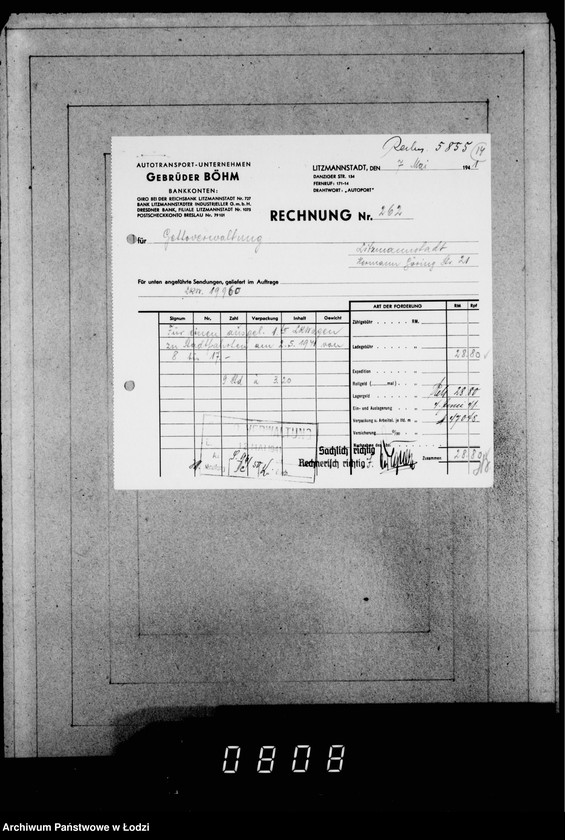 Obraz 18 z jednostki "[Pokwitowania robotników za rozładowanie wagonów i kwity furmanów za zwózkę towarów]"