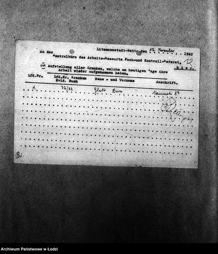 Obraz 15 z jednostki "[Wyciągi z książki ewidencyjnej chorych]"