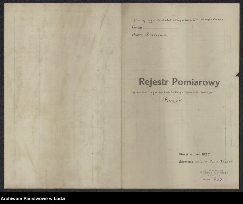 Obraz 2 z jednostki "Plan gruntów kościoła Rzymsko-katolickiego parafji Rogów ..."