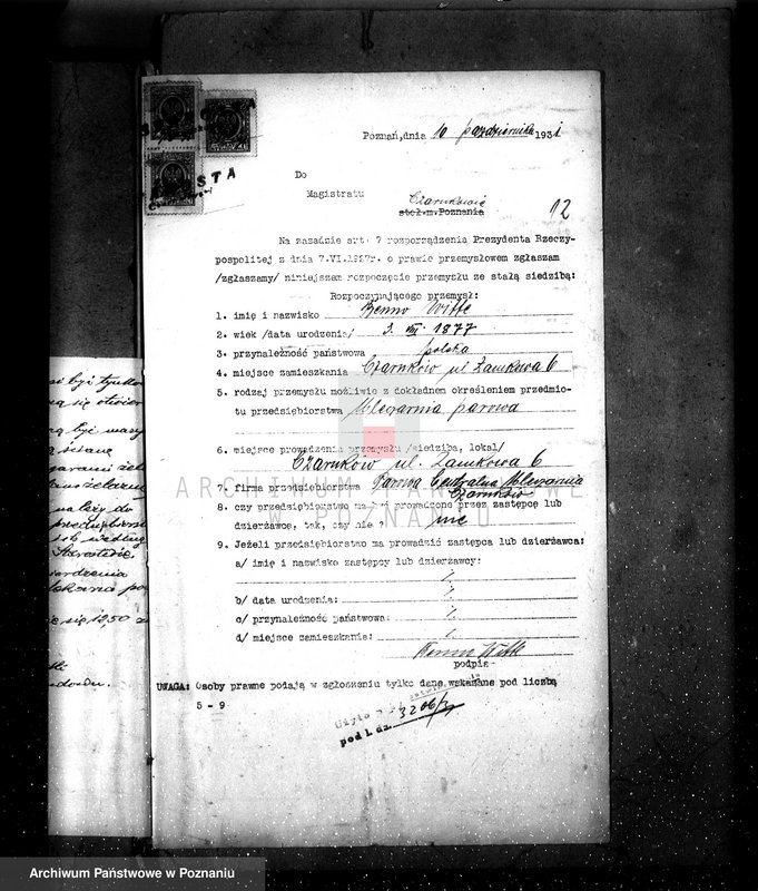 Obraz 16 z jednostki "Zatwierdzenie zakładu przemysłowego, urządzenia mleczarni nr 473 własność Benno Witte - Czarnków"