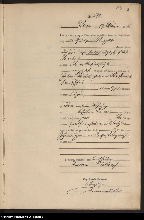 Obraz 16 z jednostki "Księga miejscowa urodzeń t. II"