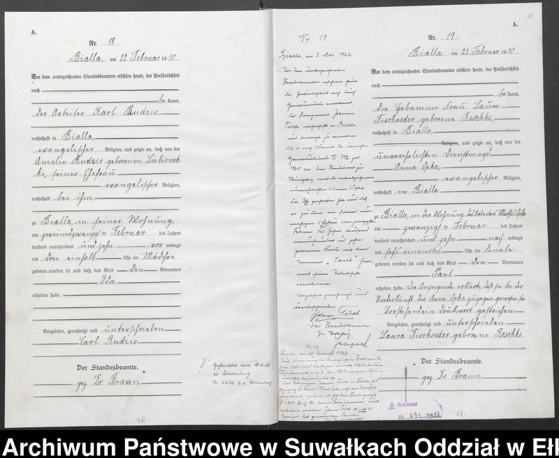 image.from.unit.number "[Geburts-Haupt-Register des Königlichen Preussischen Standes-Amtes Bialla Kreis Johannisburg]"