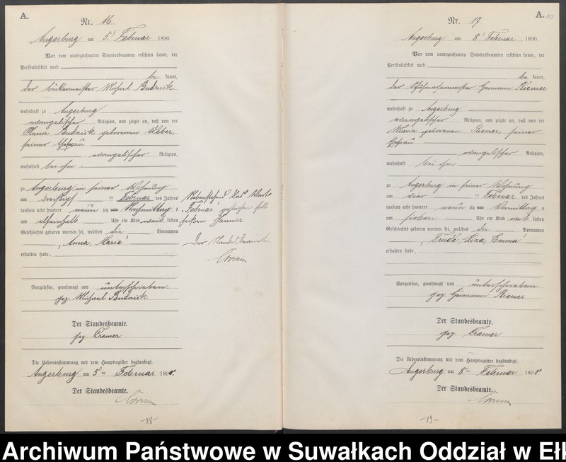 image.from.unit.number "Geburts-Neben-Register des Preussischen Standes-Amtes Angerburg Kreis Angerburg, Band I (Nr1-Nr158)"