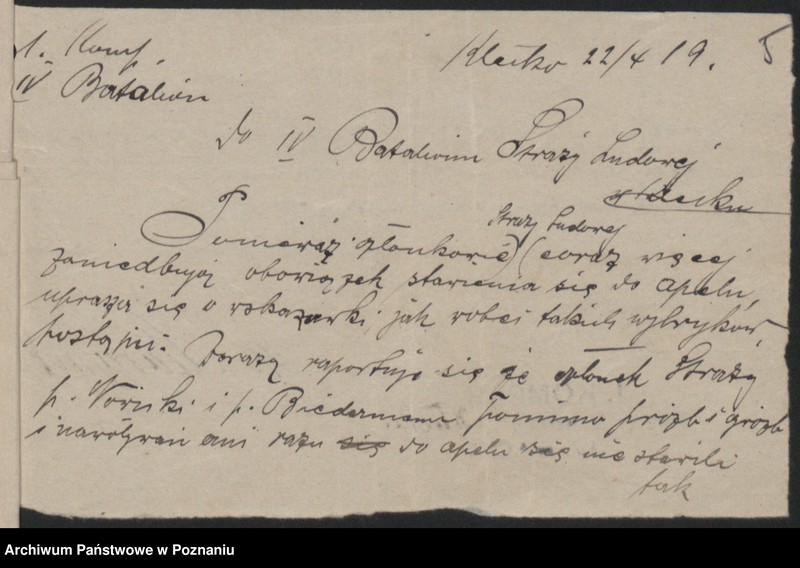 Obraz 8 z jednostki "Kampania Straży Ludowej w Kłecku IV Baon [Raporty]"