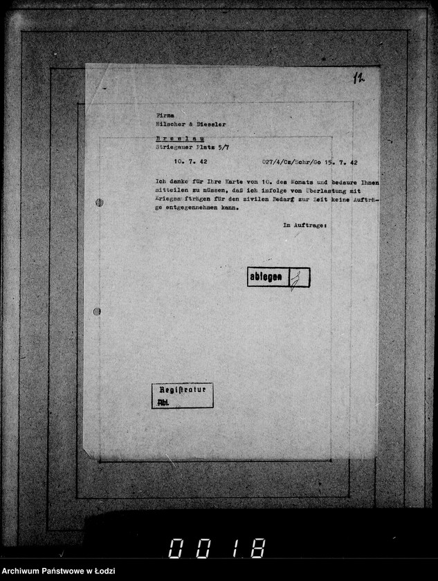 Obraz 16 z jednostki "[Korespondencja z urzędami, instytucjami i firmami]"