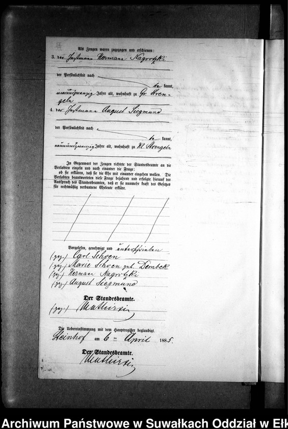 image.from.unit.number "Heiraths-Neben-Register des Preussischen Standes-Amtes Gr. Strengeln Kreis Angerburg"