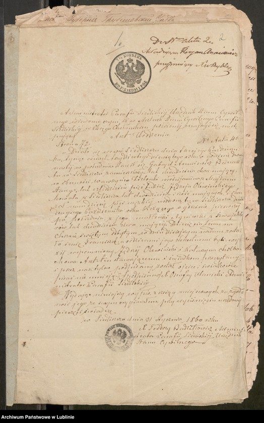 Obraz z jednostki "Alegaty do ksiąg urodzeń, małżeństw i zgonów z lat 1860 - 1862"