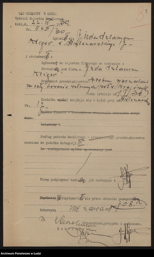 Obraz 5 z jednostki "Juda Szlama Kliger- drobna sprzedaż na raty towarów wełnianych i półwełnianych krajowych"