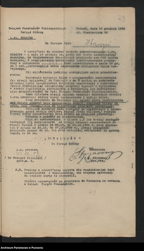 image.from.unit.number "Okólniki i zarządzenia Zarządu Głównego i Okręgu Związku Powstańców Wielkopolskich."