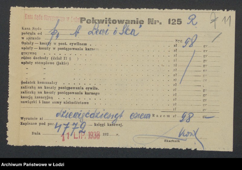 Obraz 13 z jednostki "Alia Szulem Lewi, Mojżesz Lewkowicz- sprzedaż towarów bawełnianych oraz braków i resztek"