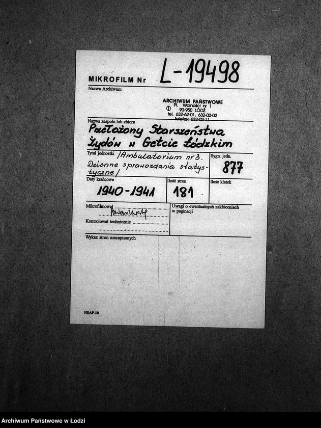 Obraz 2 z jednostki "[Ambulatorium nr 3. Dzienne sprawozdania statystyczne]"